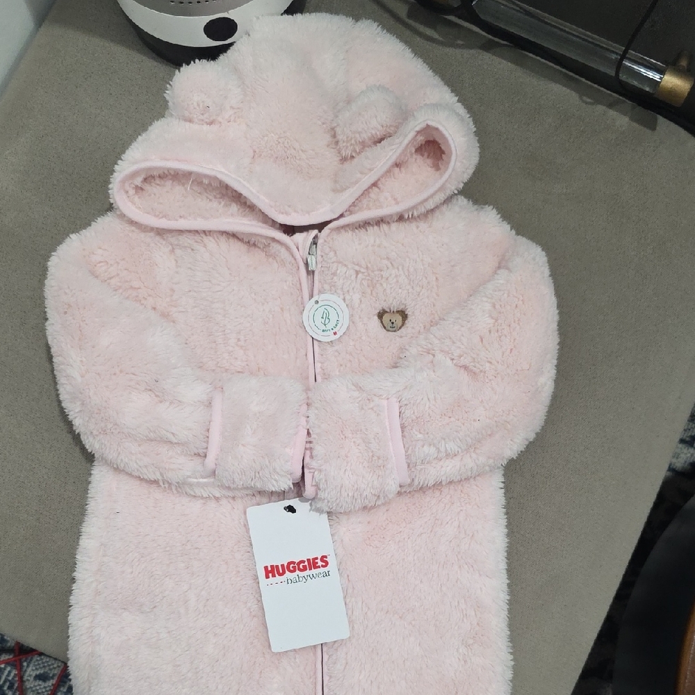 Huggies Pink Fuzzy Baby Onesie